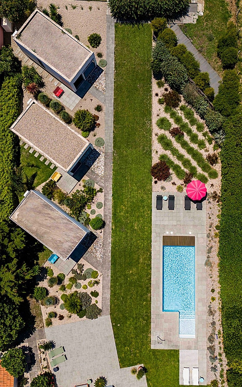 flamboyant bed and breakfast aerial view vertical